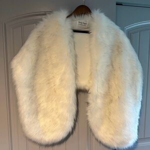 Ivory with black faux fur wrap